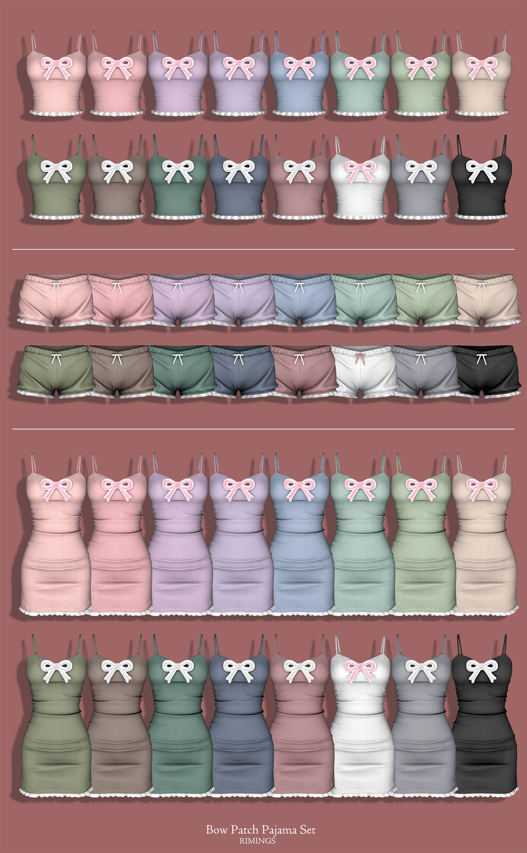 Галерея мода Пижамы Bow Patch Pajama Set #1